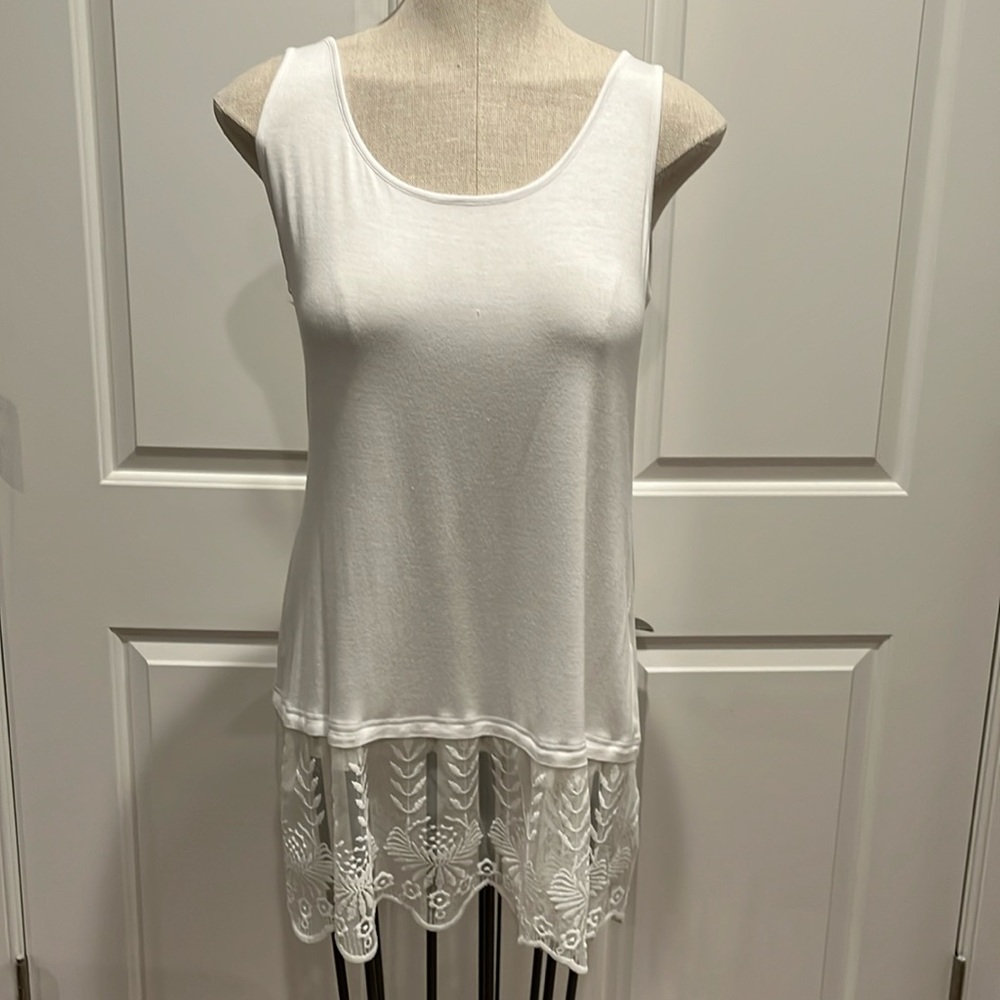 Shana SZ Med layering ivory camisole with ivory embroidery on scalloped mesh